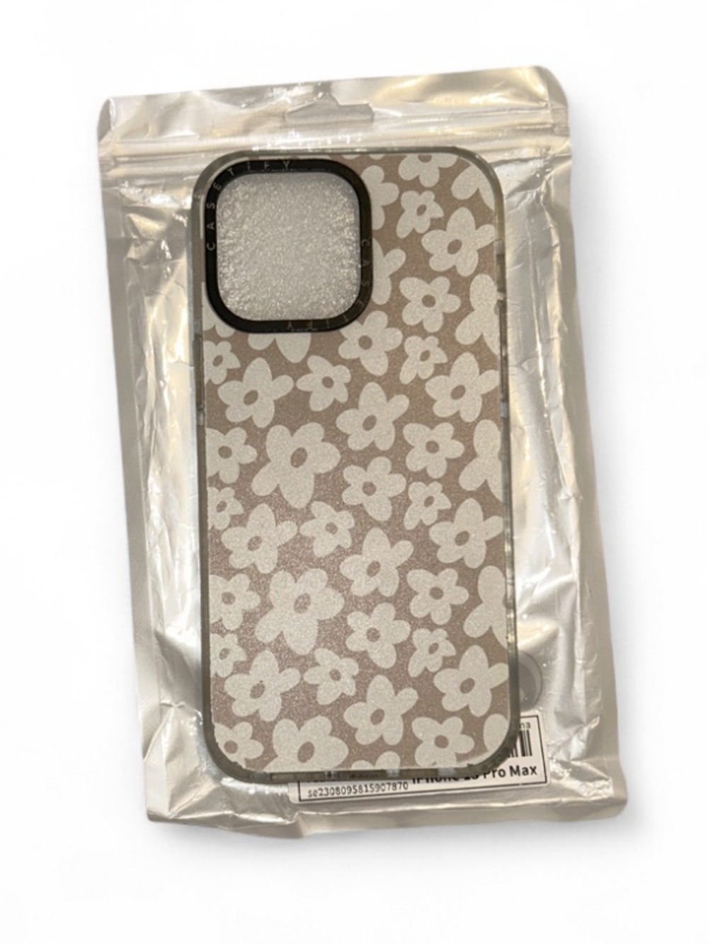 Casetify Taupe Phone Case with White Floral Print